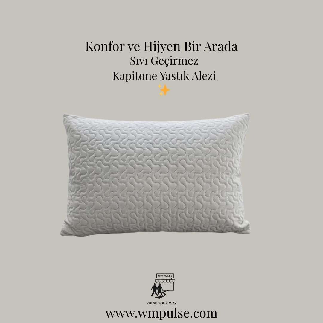 %100 Pamuk Kapitone Su Geçirmez Yastık Koruyucu Alez - 2'li Set (50x70 cm)