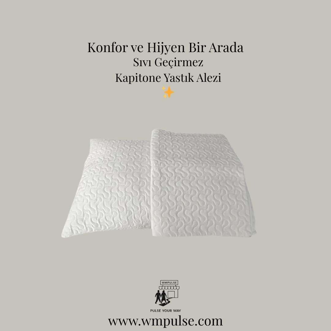 %100 Pamuk Kapitone Su Geçirmez Yastık Koruyucu Alez - 2'li Set (50x70 cm)
