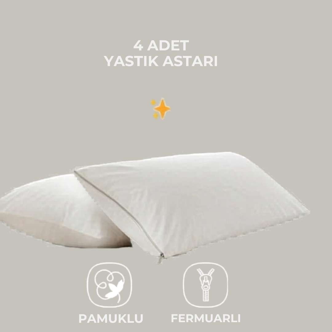 4'lü Fermuarlı Yastık İç Astarı - %100 Pamuklu (50x70 cm)